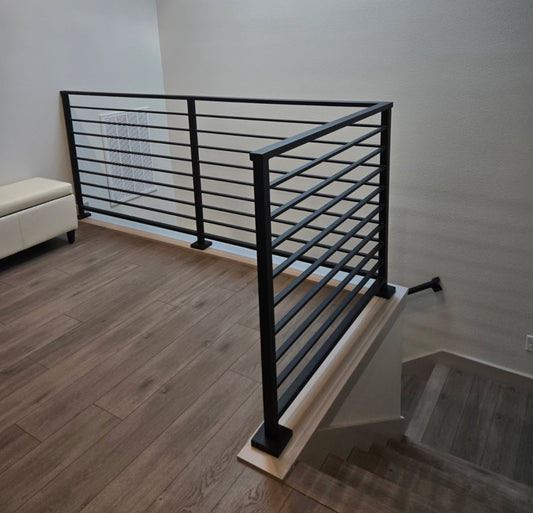 Modern Horizontal Stair Railing (Guardrail), 2"x1" Top Rail