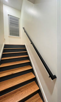 Modern Square Metal Handrail for Stairs, Black Stair Step Railing, L Brackets & Hardware ADA Set