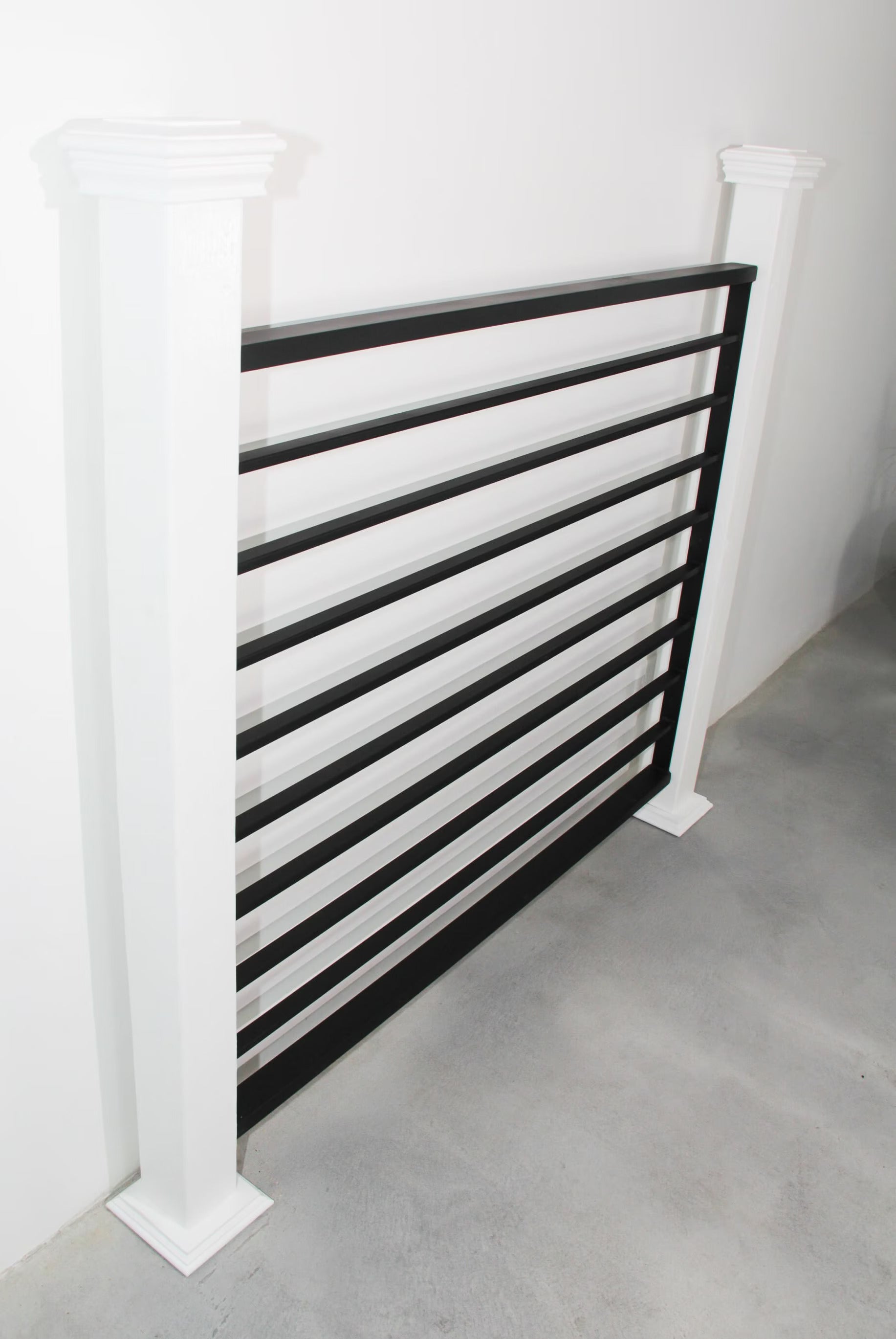 Modern Metal Horizontal Bar Railings, Horizontal Stair Railing, Custom Length Guardrail, Horizontal Flat Bar Railing,  Made in USA