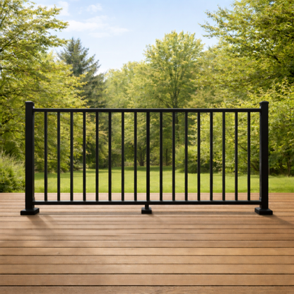Modern Vertical Deck Railing (Guardrail), 2"x1" Top Rail (Aluminum) Premade