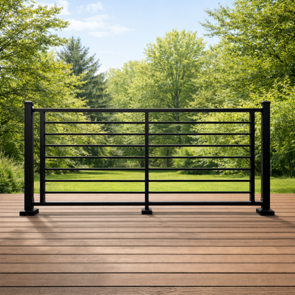 Prefabricated 8' Horizontal Aluminum Deck Railing (Preassembled)