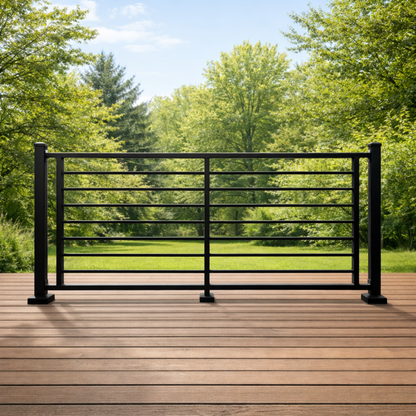 Prefabricated 8' Horizontal Aluminum Deck Railing (Preassembled)