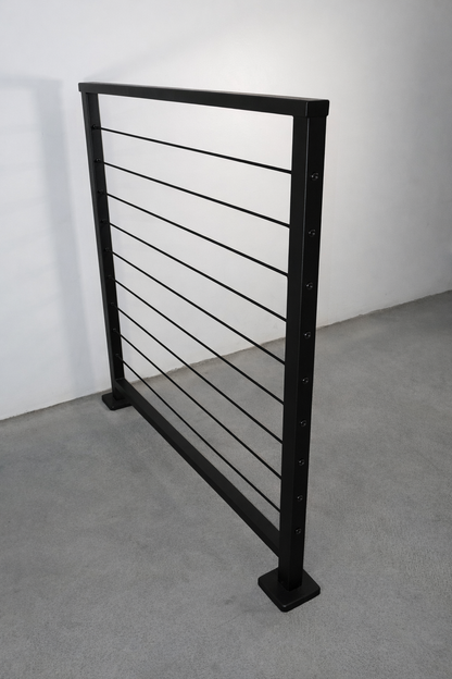 Metal Cable Railing (Guardrail), 2"x1" Top Rail & 3/16" Black Cables