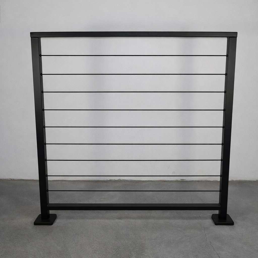 Metal Cable Railing (Guardrail), 2"x1" Top Rail & 3/16" Black Cables