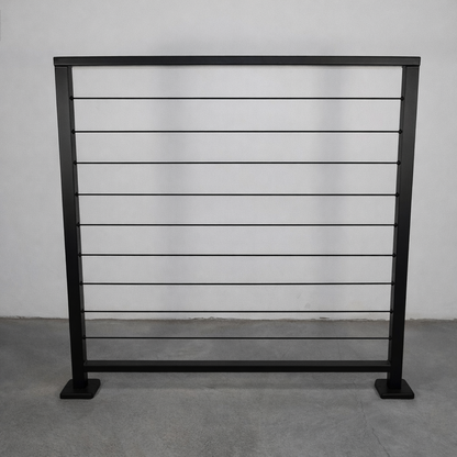Metal Cable Railing (Guardrail), 2"x1" Top Rail & 3/16" Black Cables