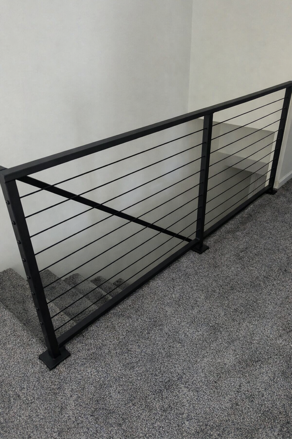 Metal Cable Railing (Guardrail), 2"x1" Top Rail & 3/16" Black Cables