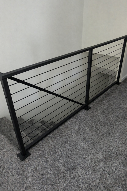 Metal Cable Railing (Guardrail), 2"x1" Top Rail & 3/16" Black Cables