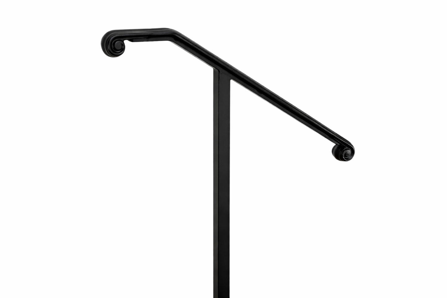 2" Molded Cap, Single-post Metal Handrail for 1 to 3 Steps (Volute Fists)