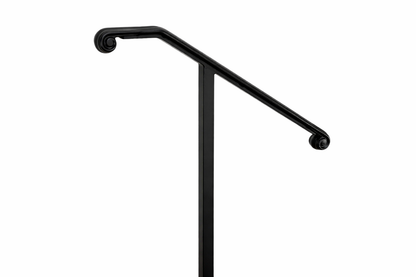 2" Molded Cap, Single-post Metal Handrail for 1 to 3 Steps (Volute Fists)