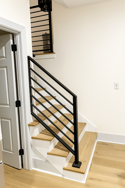 Angled Horizontal Stair Step Mount Railing / Sloped Stair Banister