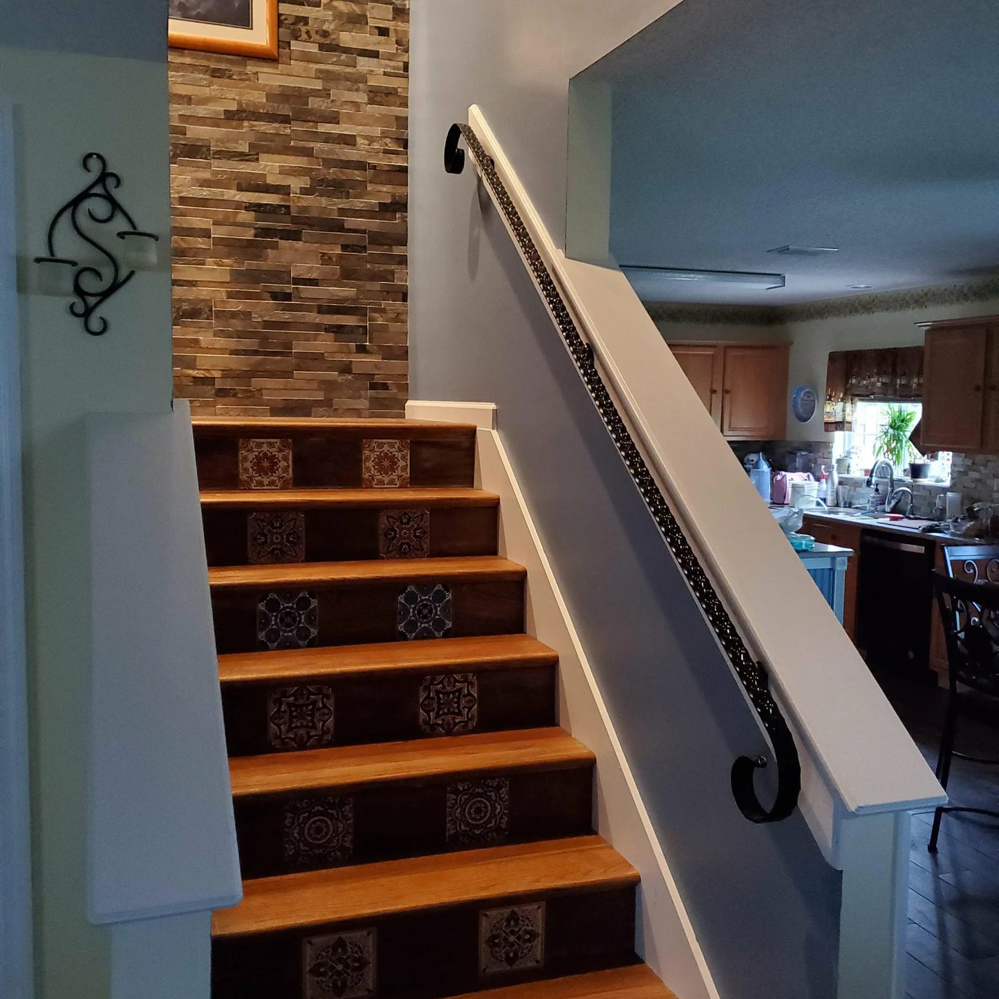 1-5/8"x0.25" Engraved Wrought Iron Scroll Handrail