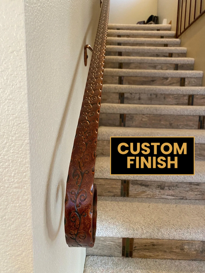 1-5/8"x0.25" Engraved Wrought Iron Scroll Handrail