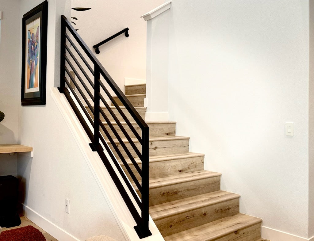 Slanted Rails Angled Horizontal Stair Railing / Sloped Stair Banister