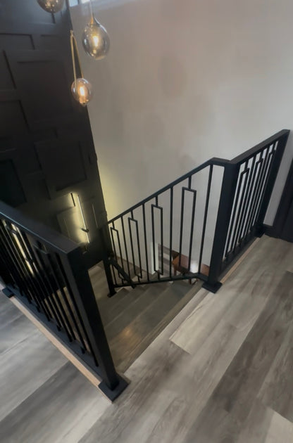 Metal Stair Railing with Unique Vertical Balusters