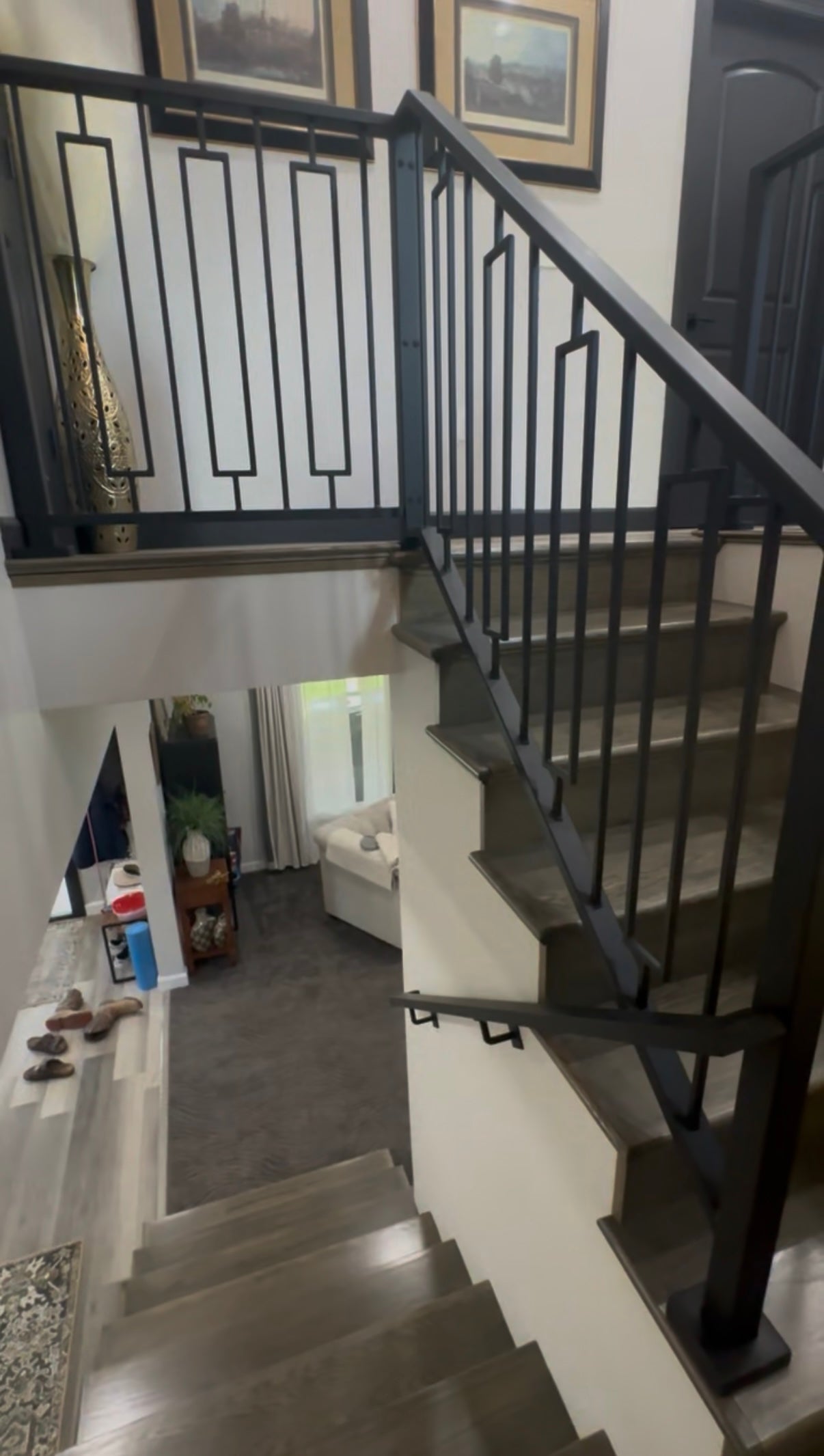 Metal Stair Railing with Unique Vertical Balusters