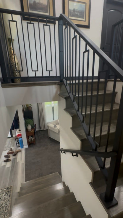 Metal Stair Railing with Unique Vertical Balusters