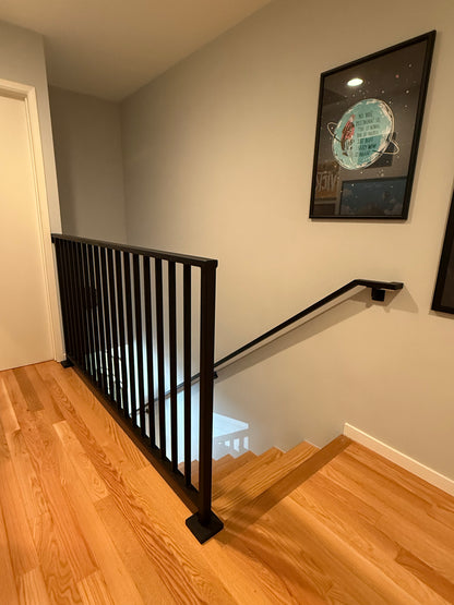 Modern Vertical Stair Railing (Guardrail), 2"x1" Top Rail