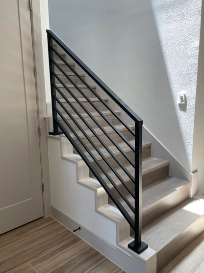Angled Horizontal Stair Step Mount Railing / Sloped Stair Banister