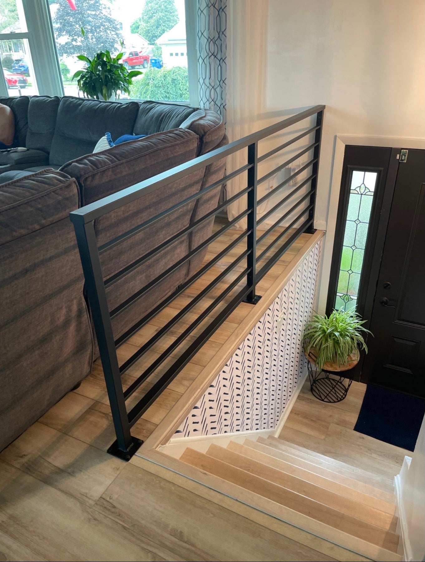 Modern Horizontal Stair Railing (Guardrail), 2"x1" Top Rail