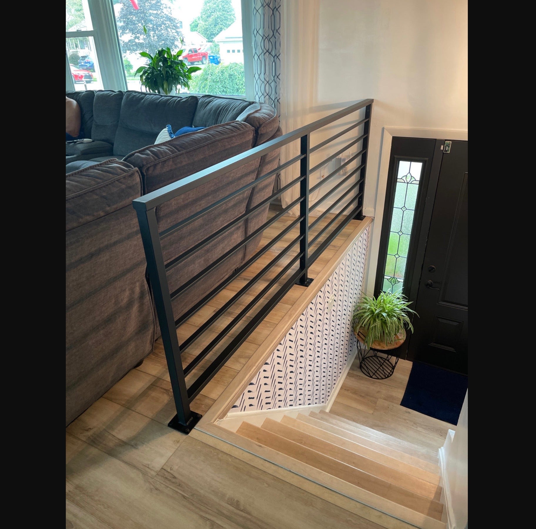 Modern Stair Railing (Guardrail), 2"x1" Top Rail & Horizontal Balusters