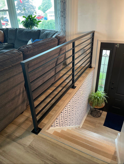 Modern Horizontal Stair Railing (Guardrail), 2"x1" Top Rail