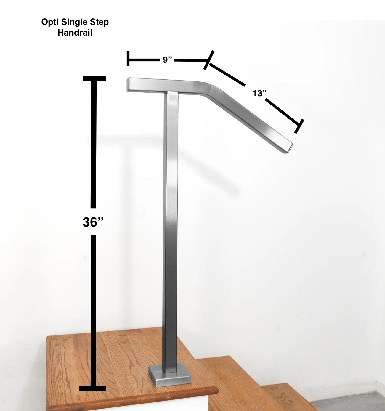 Opti 1.5"x1.5" Single-post Handrail for 1 to 2 Steps (Stainless Steel 316)