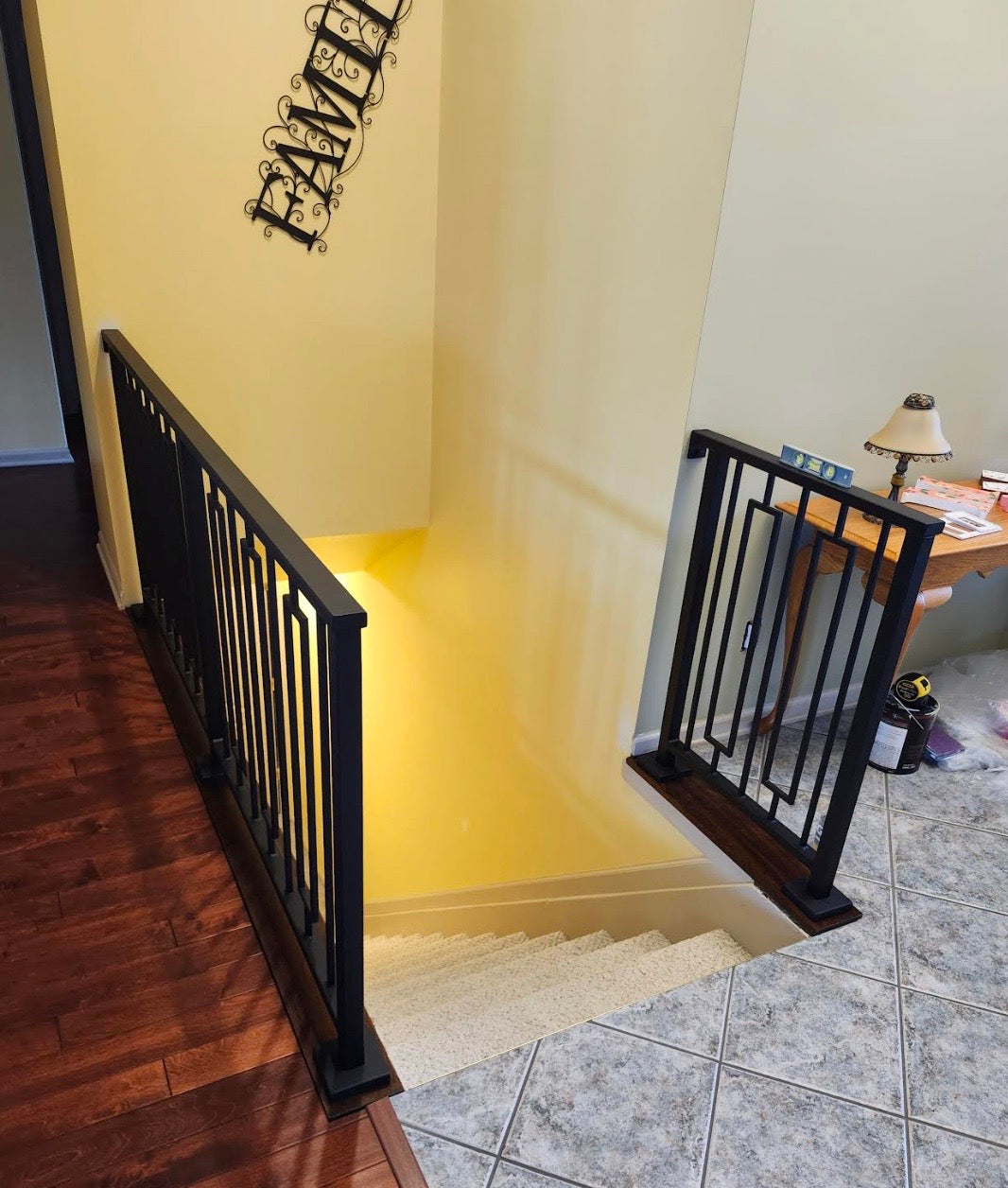 Metal Stair Railing with Unique Vertical Balusters