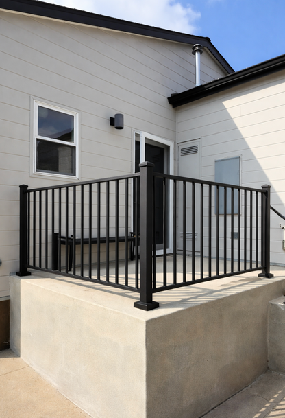 Modern Vertical Deck Railing (Guardrail), 2"x1" Top Rail (Aluminum) Premade