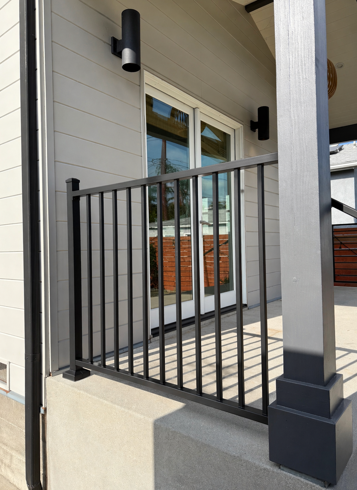 Modern Vertical Deck Railing (Guardrail), 2"x1" Top Rail (Aluminum) Premade