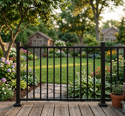 Modern Vertical Deck Railing (Guardrail), 2"x1" Top Rail (Aluminum) Premade