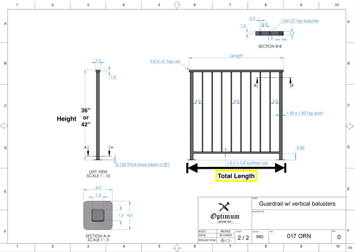 Vertical Railing Drawing