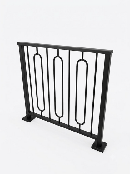 Metal Stair Railing with Rounded Unique Vertical Balusters