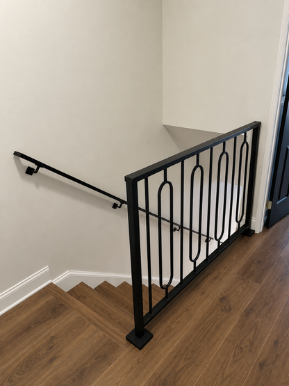 Metal Stair Railing with Rounded Unique Vertical Balusters