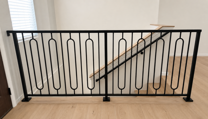 Metal Stair Railing with Rounded Unique Vertical Balusters