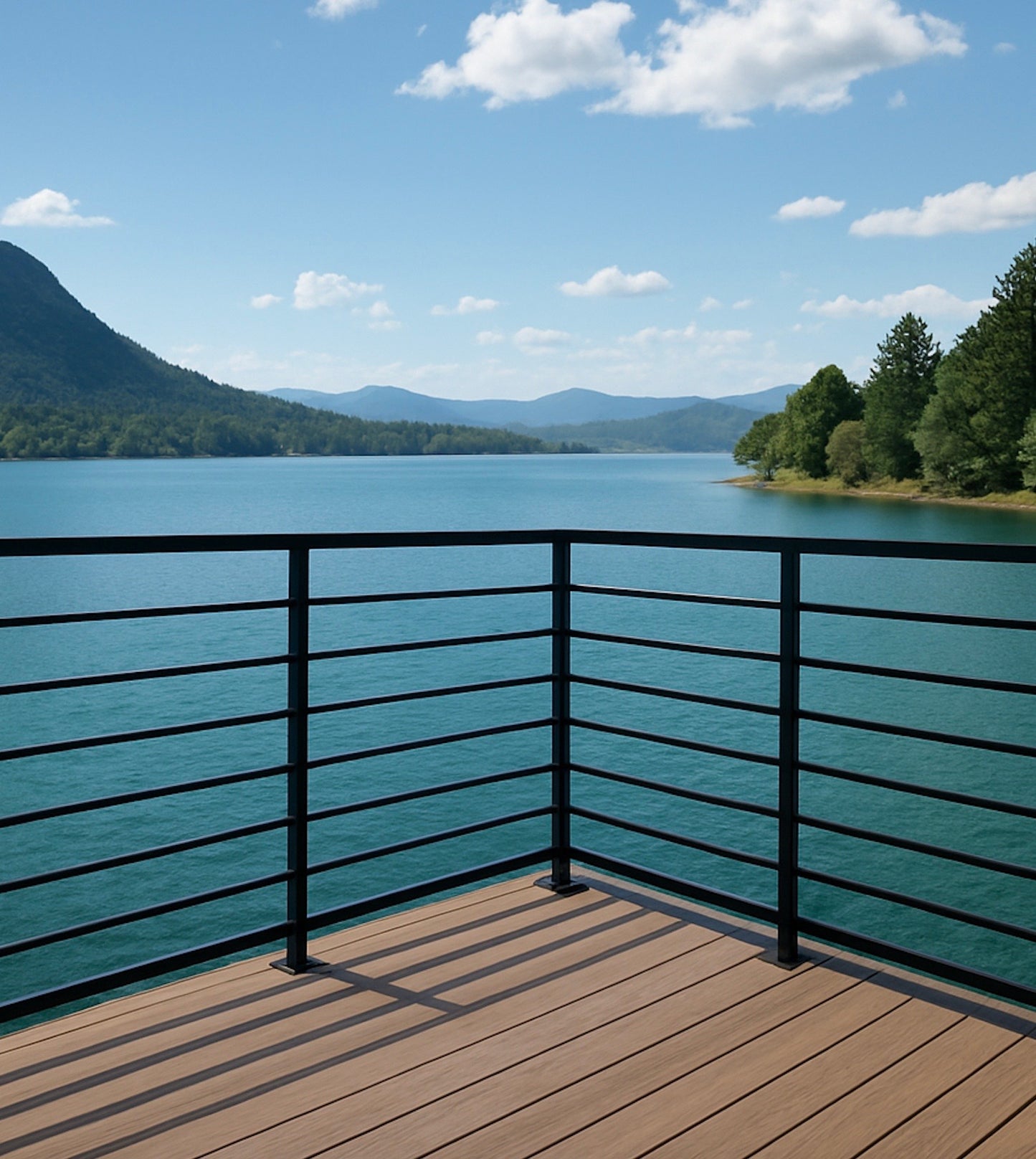 Outdoor Aluminum Horizontal Deck Railing (Guardrail), 2"x1" Top Rail