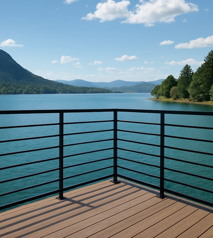 Outdoor Aluminum Horizontal Deck Railing (Guardrail), 2"x1" Top Rail