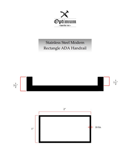 2"x1" Rectangle Stainless Steel Handrail