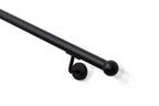 Round Ball End Handrail for Stairs, Minimalist Black Stair Step Railing, Brackets & Hardware Set