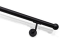 Round Ball End Handrail for Stairs, Minimalist Black Stair Step Railing, Brackets & Hardware Set