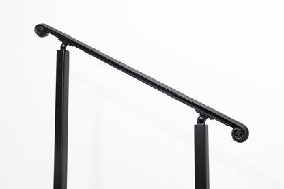 2"x1" Molded Cap, Double-post Wrought Iron Handrail (Volute Fist)