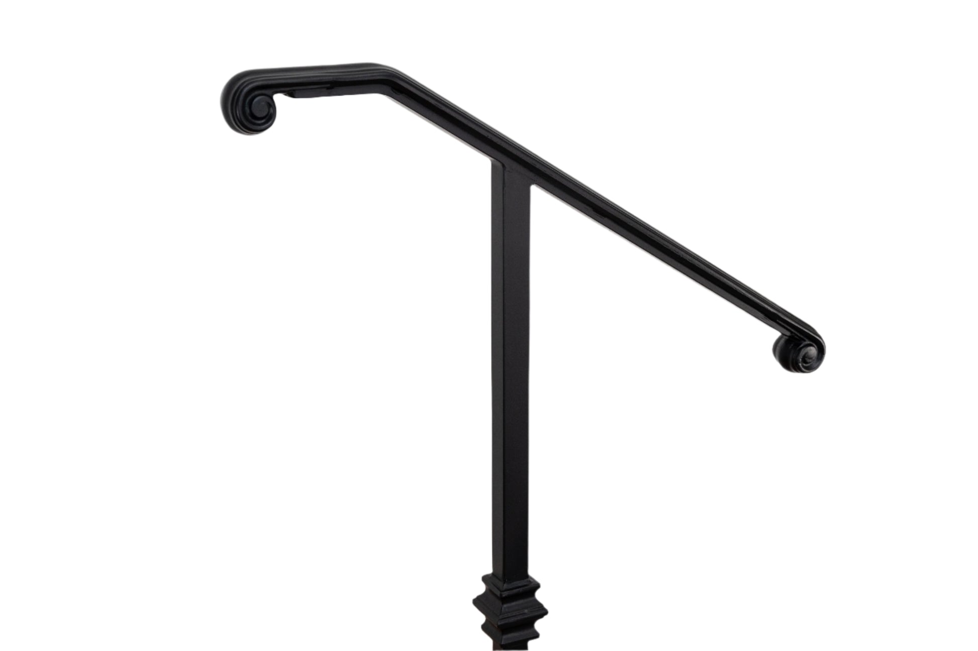 2" Molded Cap, Single-post Metal Handrail for 1 to 3 Steps (Volute Scrolls)