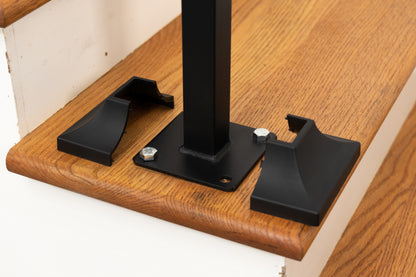 2" Molded Cap, Single-post Metal Handrail for 1 to 3 Steps (Volute Fists)