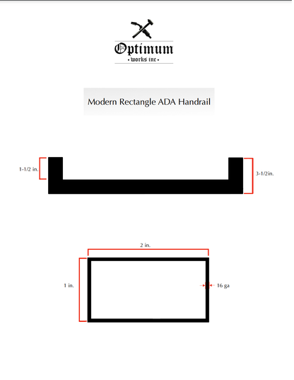 2"x1" Rectangle Aluminum Handrail