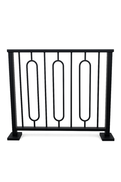 Metal Stair Railing with Rounded Unique Vertical Balusters