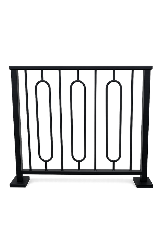 Metal Stair Railing with Rounded Unique Vertical Balusters