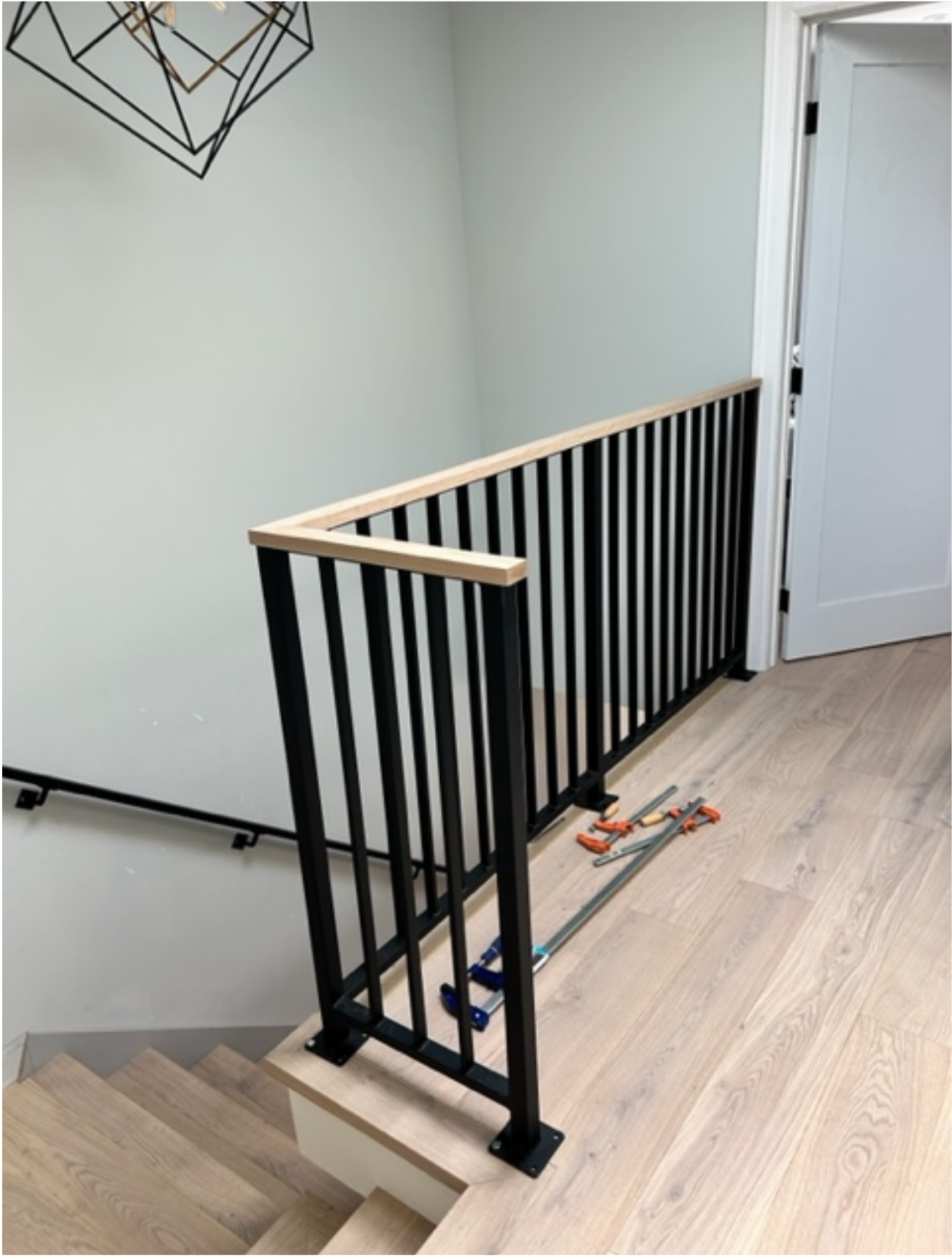 Modern Vertical Stair Railing (Guardrail), 2"x1" Top Rail