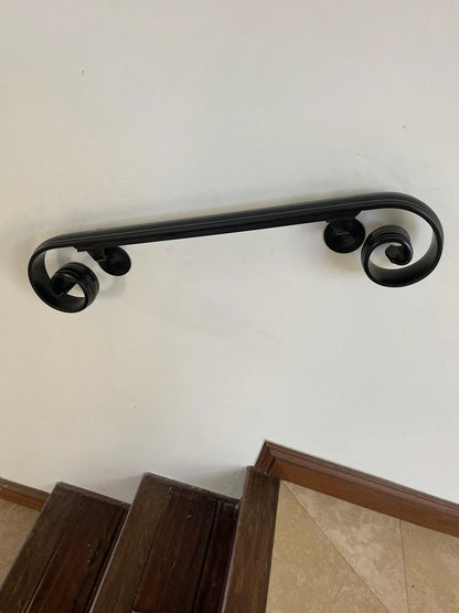 2" Molded Cap Wrought Iron Handrail (5"-6" Volute Scroll)