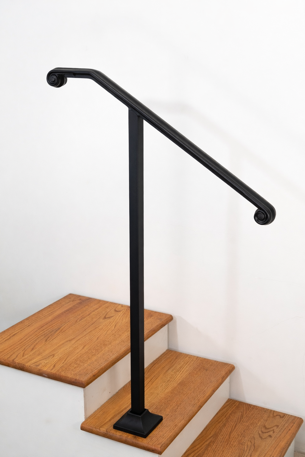 2" Molded Cap, Single-post Metal Handrail for 1 to 3 Steps (Volute Fists)
