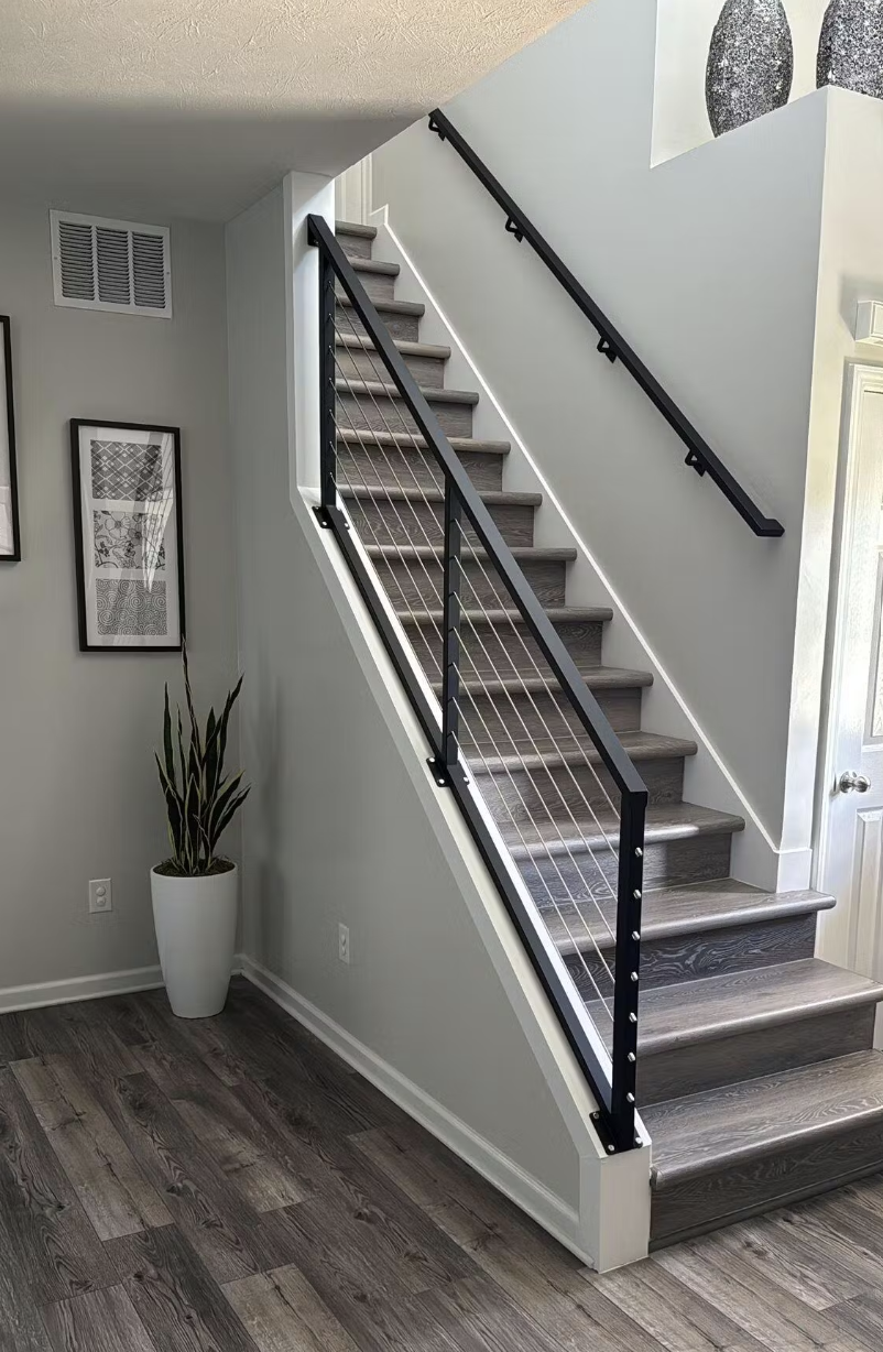 Angled Cable Stair Railing / Sloped Stair Banister