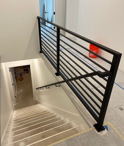 Modern Horizontal Stair Railing (Guardrail), 2"x1" Top Rail